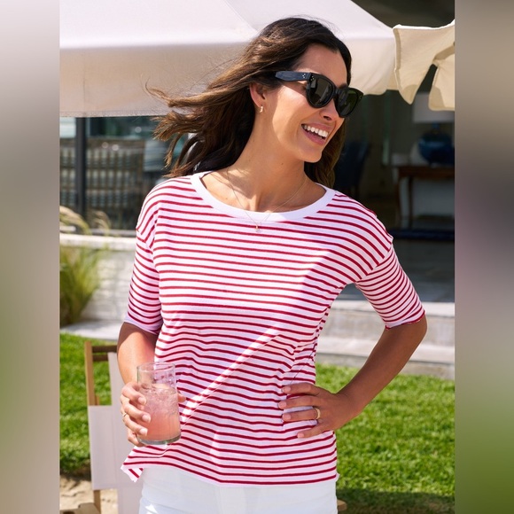 Frank & Eileen Tops - Frank & Eileen JOSEPHINE Red French Stripe Heritage Jersey Medium Classic Preppy